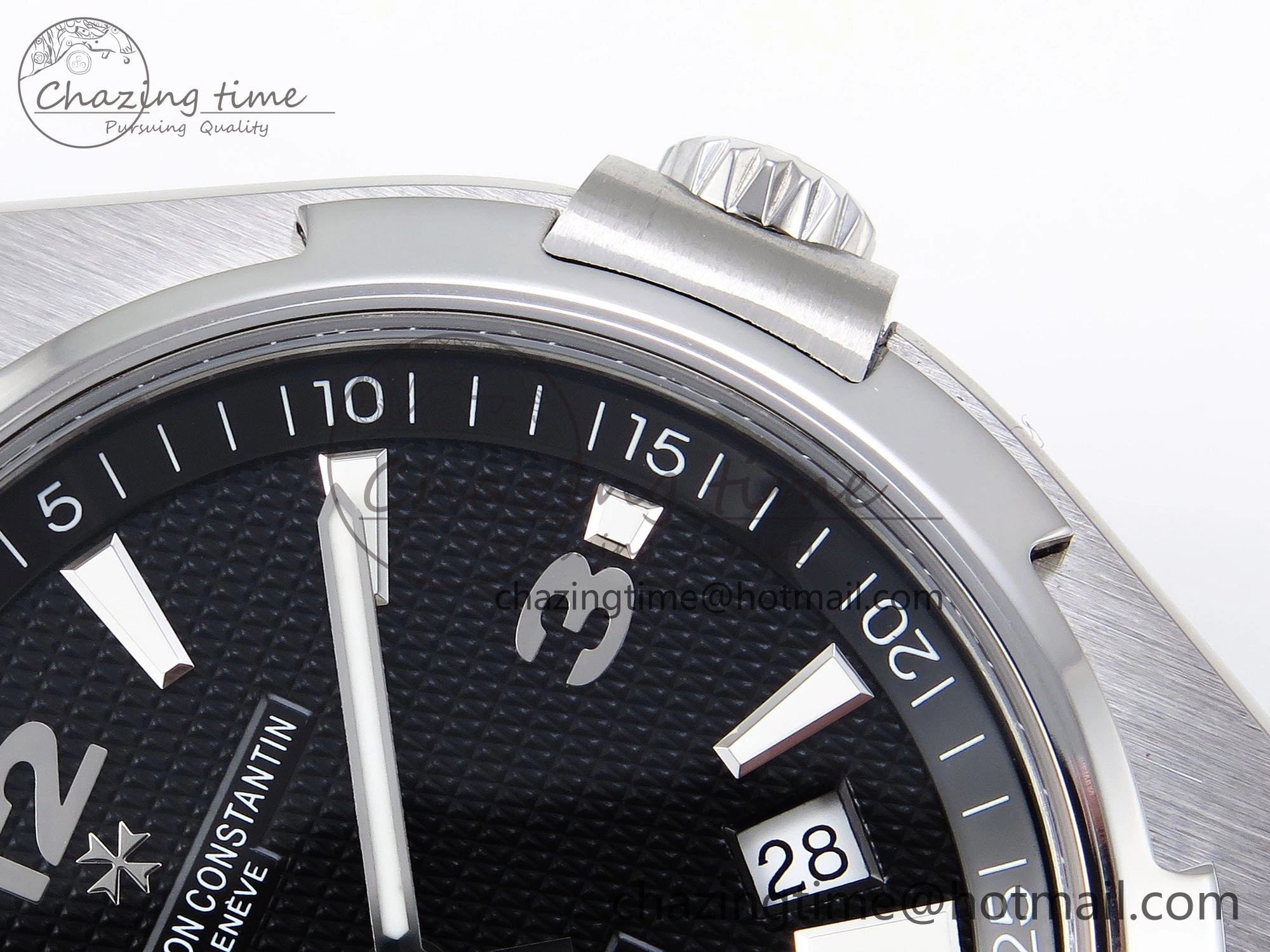 Overseas 47040 SS PPF 1:1 Best Edition Black Textured Dial on SS Bracelet A MultiPurpose 9881