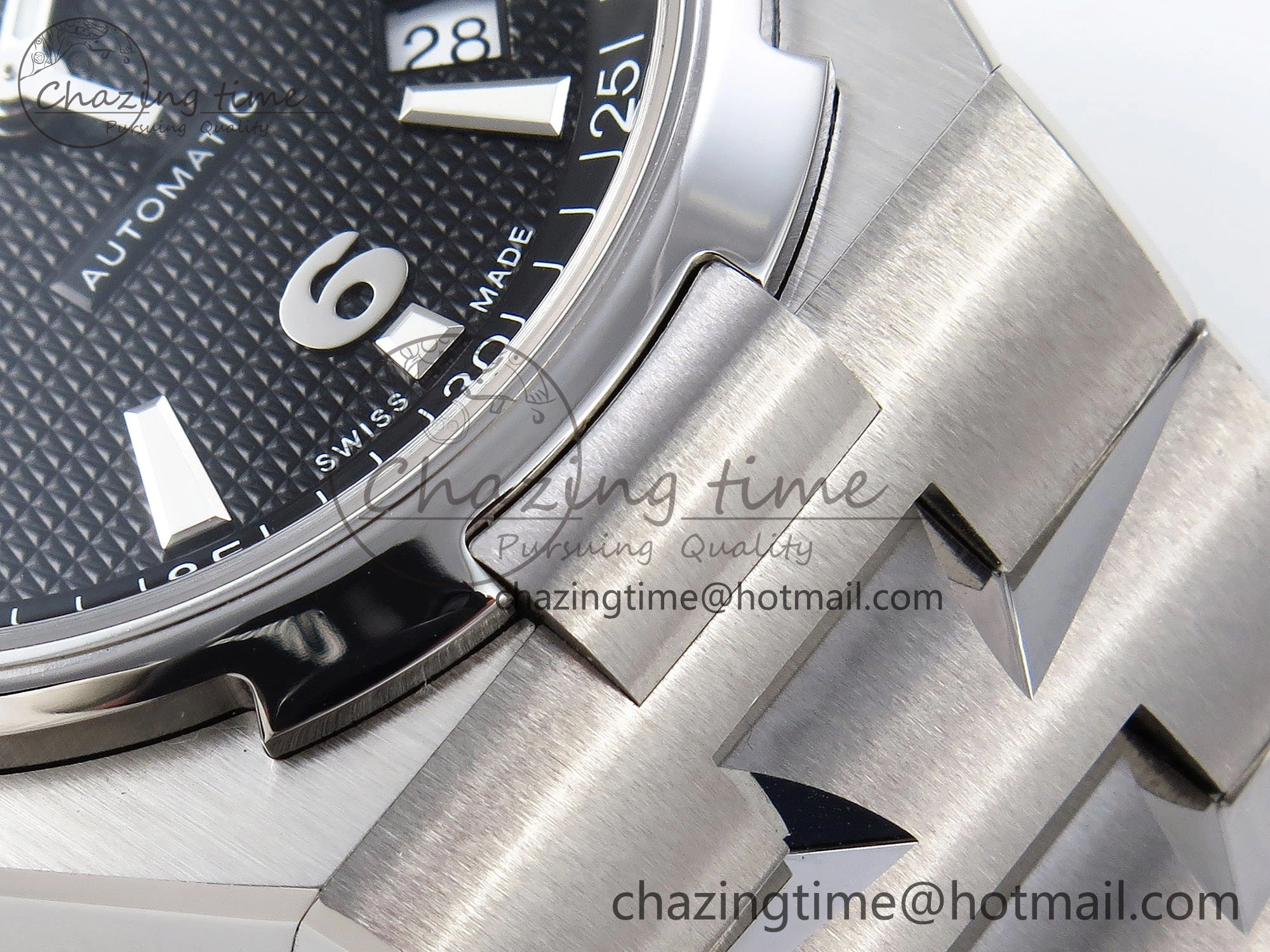 Overseas 47040 SS PPF 1:1 Best Edition Black Textured Dial on SS Bracelet A MultiPurpose 9881