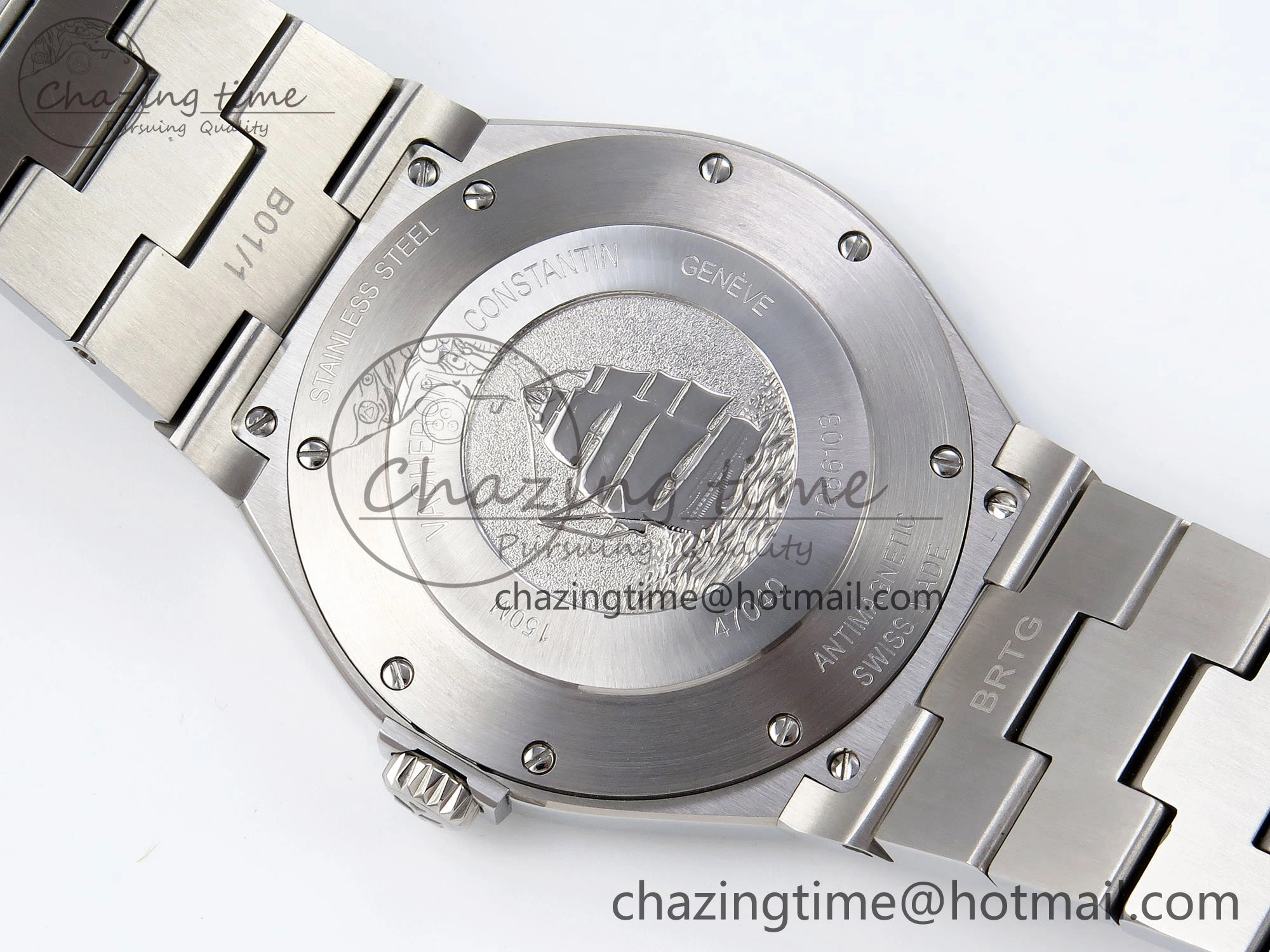 Overseas 47040 SS PPF 1:1 Best Edition Black Textured Dial on SS Bracelet A MultiPurpose 9881