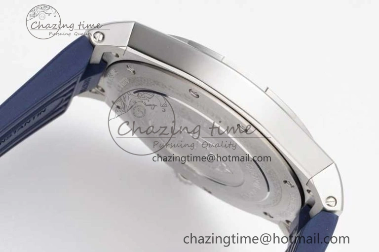 Flexible Overseas 47040 SS PPF 1:1 Best Edition Blue Textured Dial on Blue Rubber Strap A 9888