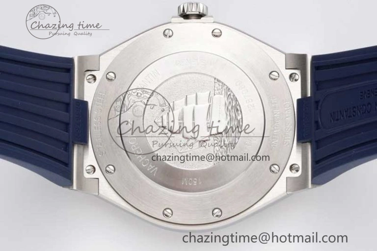 Flexible Overseas 47040 SS PPF 1:1 Best Edition Blue Textured Dial on Blue Rubber Strap A 9888