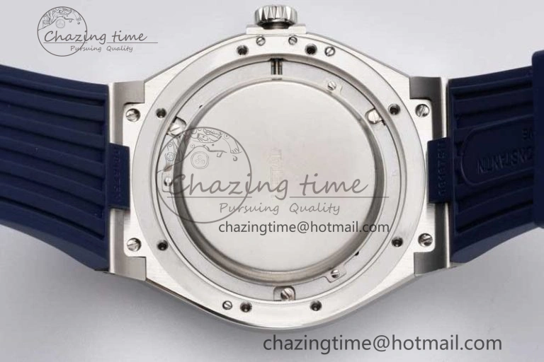 Flexible Overseas 47040 SS PPF 1:1 Best Edition Blue Textured Dial on Blue Rubber Strap A 9888