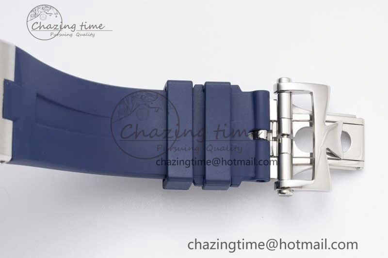Flexible Overseas 47040 SS PPF 1:1 Best Edition Blue Textured Dial on Blue Rubber Strap A 9888