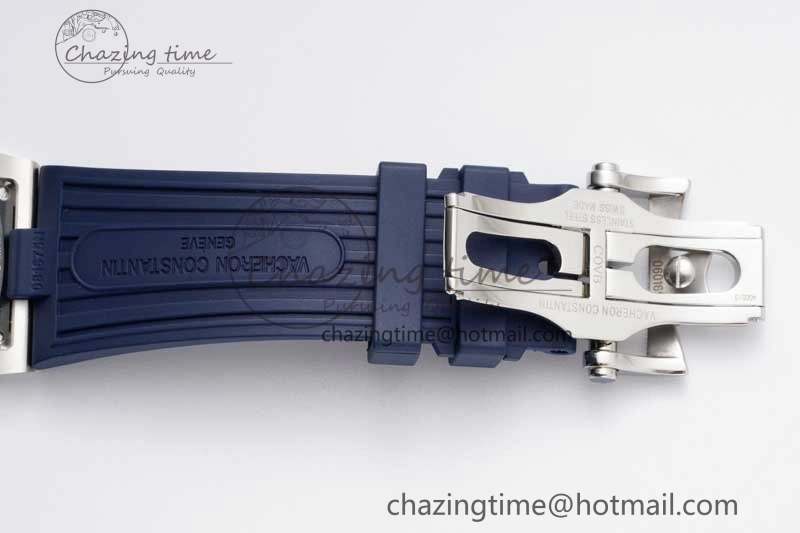Flexible Overseas 47040 SS PPF 1:1 Best Edition Blue Textured Dial on Blue Rubber Strap A 9888