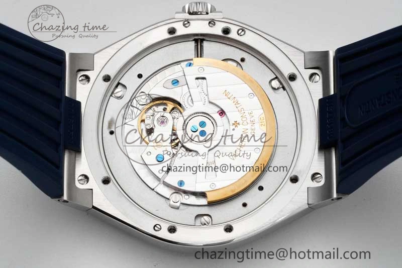 Flexible Overseas 47040 SS PPF 1:1 Best Edition Blue Textured Dial on Blue Rubber Strap A 9888