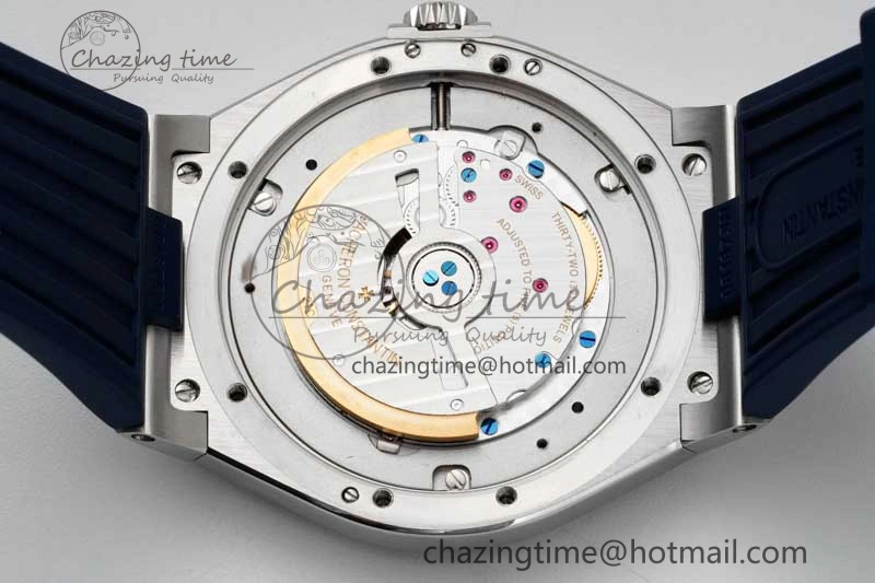 Flexible Overseas 47040 SS PPF 1:1 Best Edition Blue Textured Dial on Blue Rubber Strap A 9888