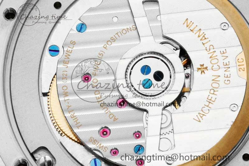 Flexible Overseas 47040 SS PPF 1:1 Best Edition Blue Textured Dial on Blue Rubber Strap A 9888