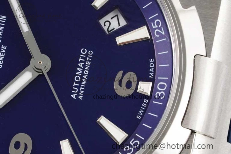 Flexible Overseas 47040 SS PPF 1:1 Best Edition Blue Textured Dial on Blue Rubber Strap A 9888