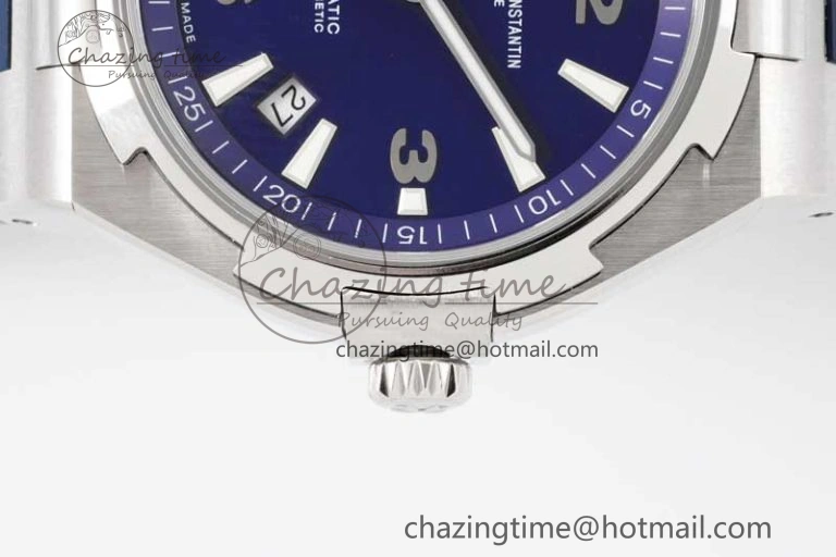Flexible Overseas 47040 SS PPF 1:1 Best Edition Blue Textured Dial on Blue Rubber Strap A 9888