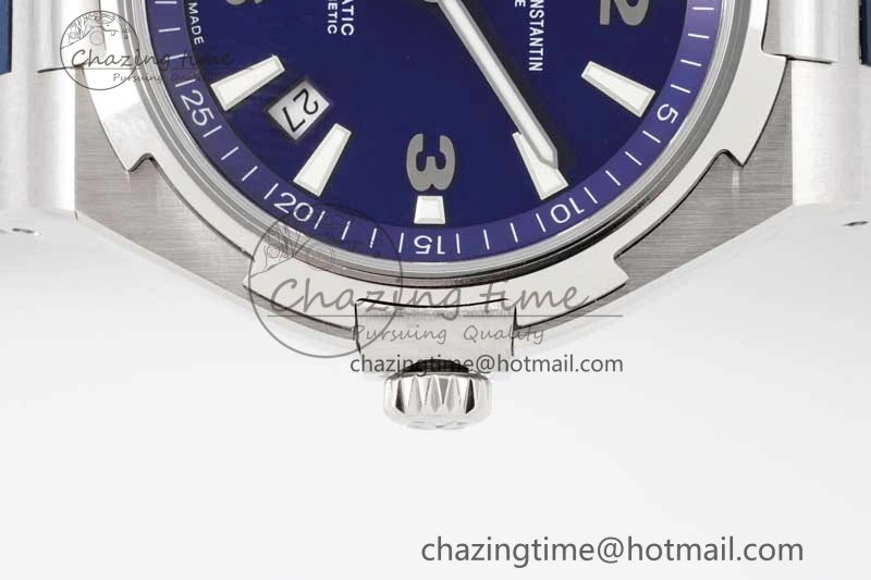 Flexible Overseas 47040 SS PPF 1:1 Best Edition Blue Textured Dial on Blue Rubber Strap A 9888