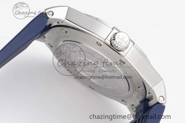 Flexible Overseas 47040 SS PPF 1:1 Best Edition Blue Textured Dial on Blue Rubber Strap A 9888