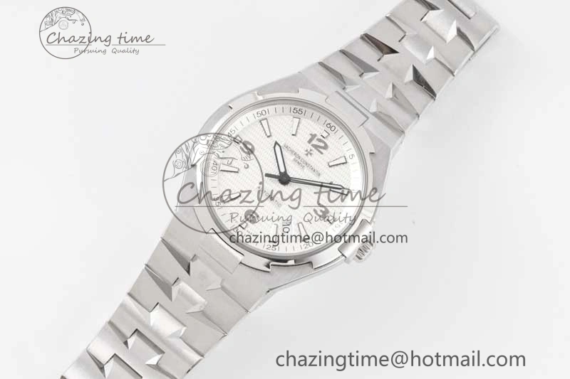 Stretchable Overseas 47040 SS PPF 1:1 Best Edition White Textured Dial on SS Bracelet A 9890