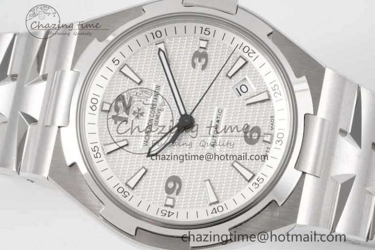 Stretchable Overseas 47040 SS PPF 1:1 Best Edition White Textured Dial on SS Bracelet A 9890