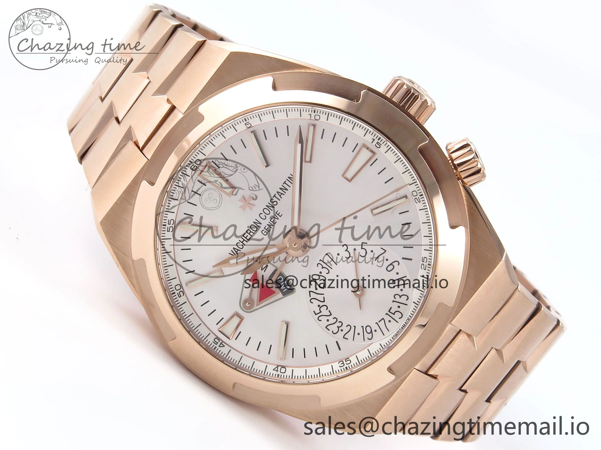 Popular Overseas 7920V RG 8F Best Edition White Dial On RG Bracelet A 9829