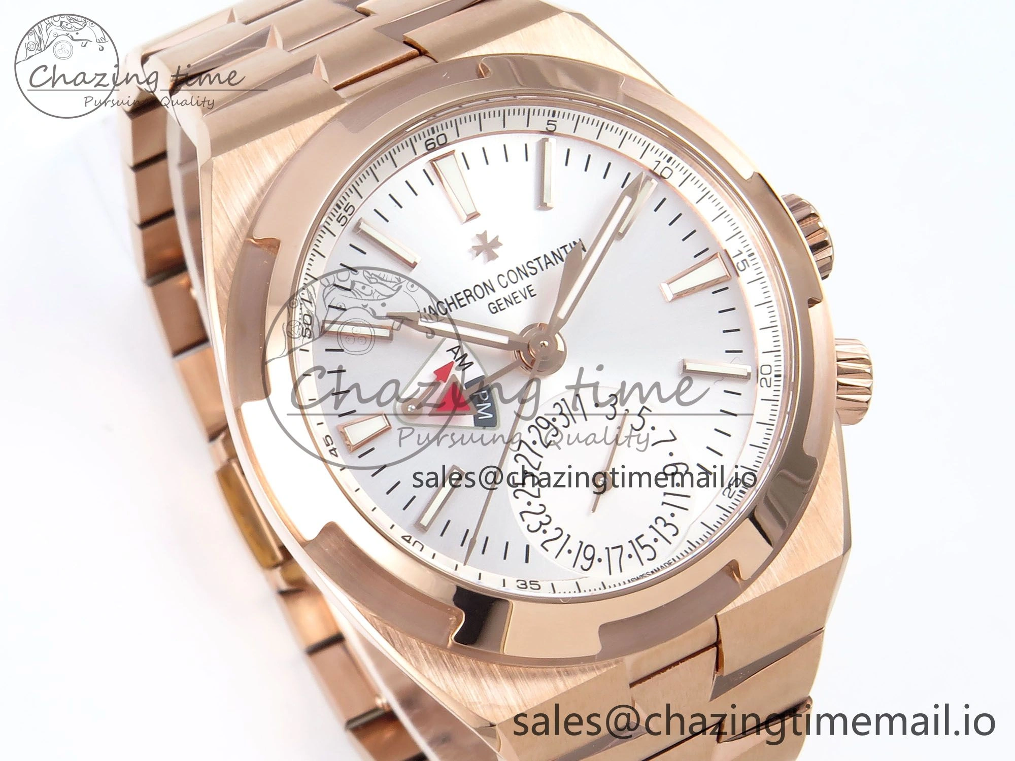 Popular Overseas 7920V RG 8F Best Edition White Dial On RG Bracelet A 9829
