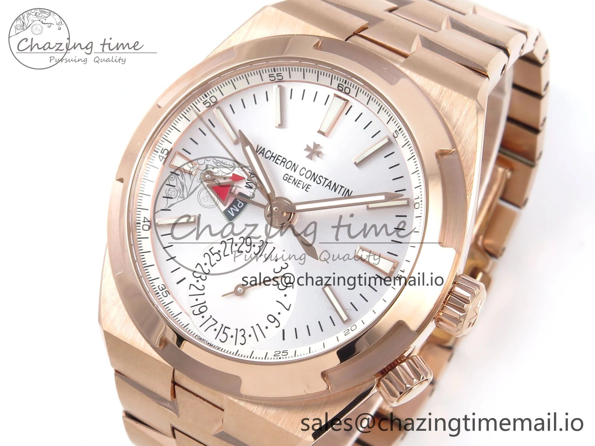 Popular Overseas 7920V RG 8F Best Edition White Dial On RG Bracelet A 9829