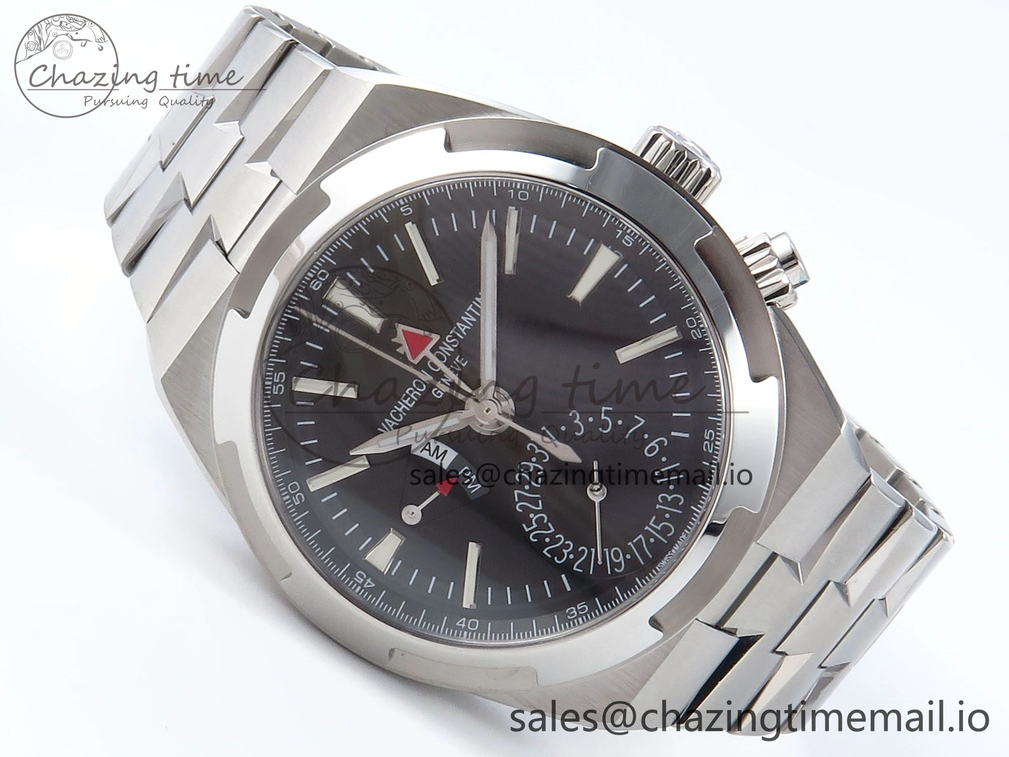 Breathable Overseas 7920V SS 8F Best Edition Black Dial On SS Bracelet A 9830