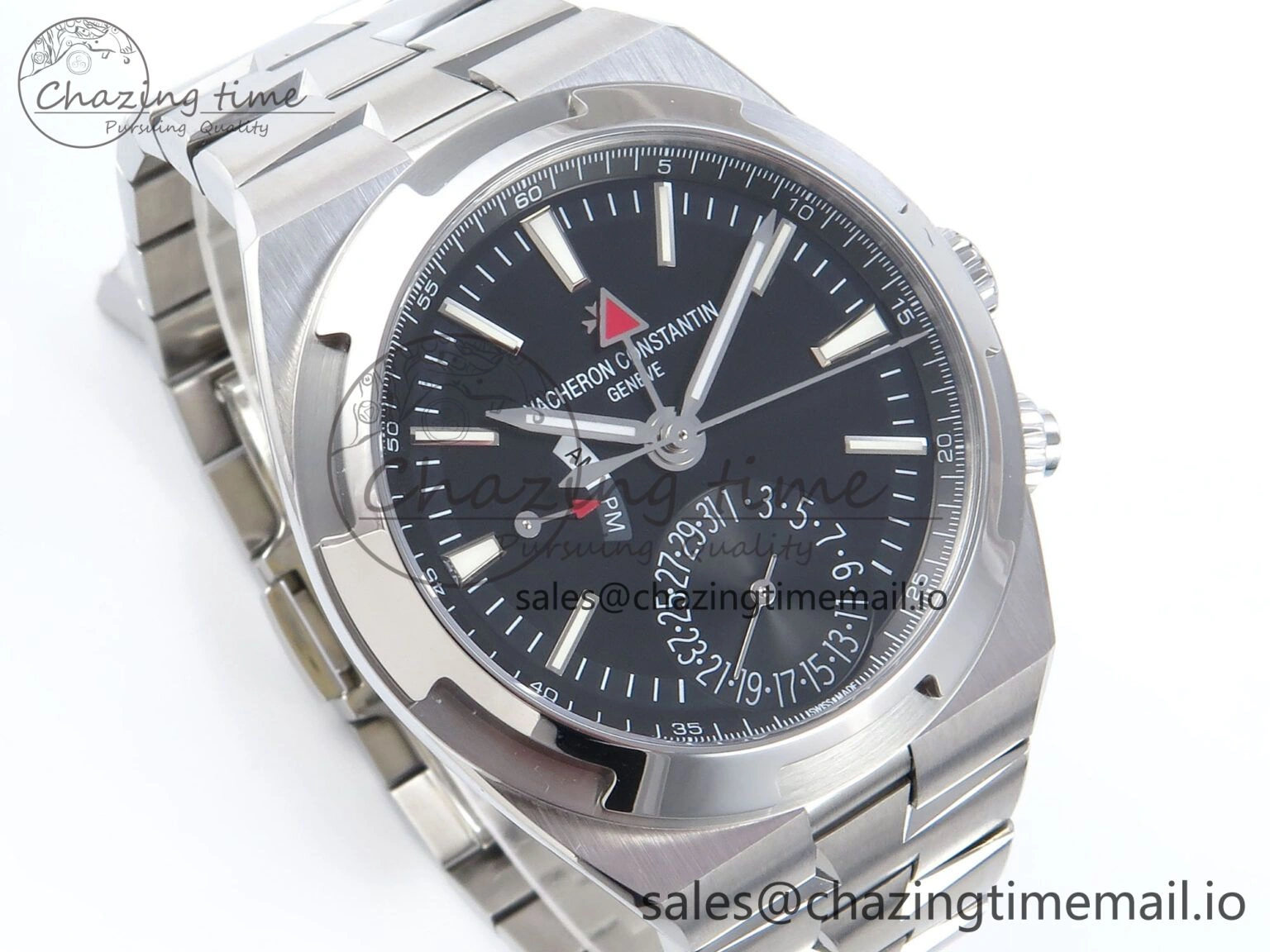 Breathable Overseas 7920V SS 8F Best Edition Black Dial On SS Bracelet A 9830