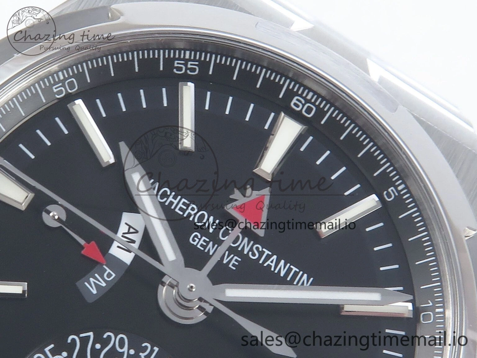 Breathable Overseas 7920V SS 8F Best Edition Black Dial On SS Bracelet A 9830