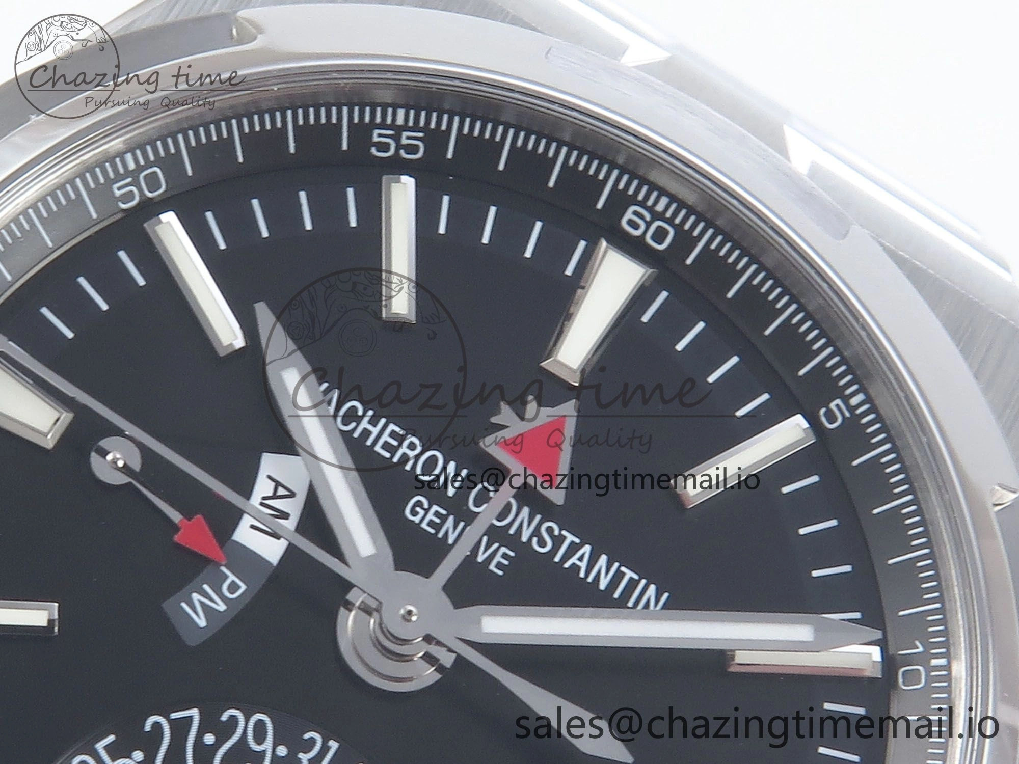 Breathable Overseas 7920V SS 8F Best Edition Black Dial On SS Bracelet A 9830