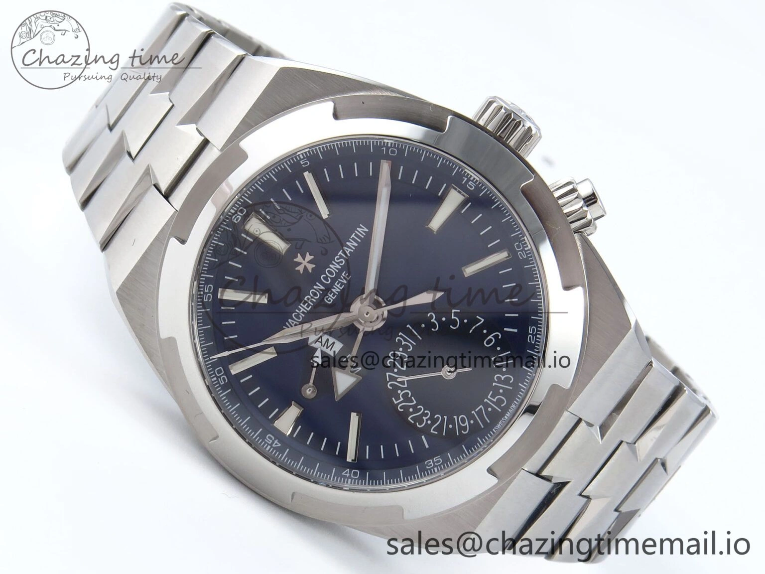 EyeCatching Overseas 7920V SS 8F Best Edition Blue Dial On SS Bracelet A 9832