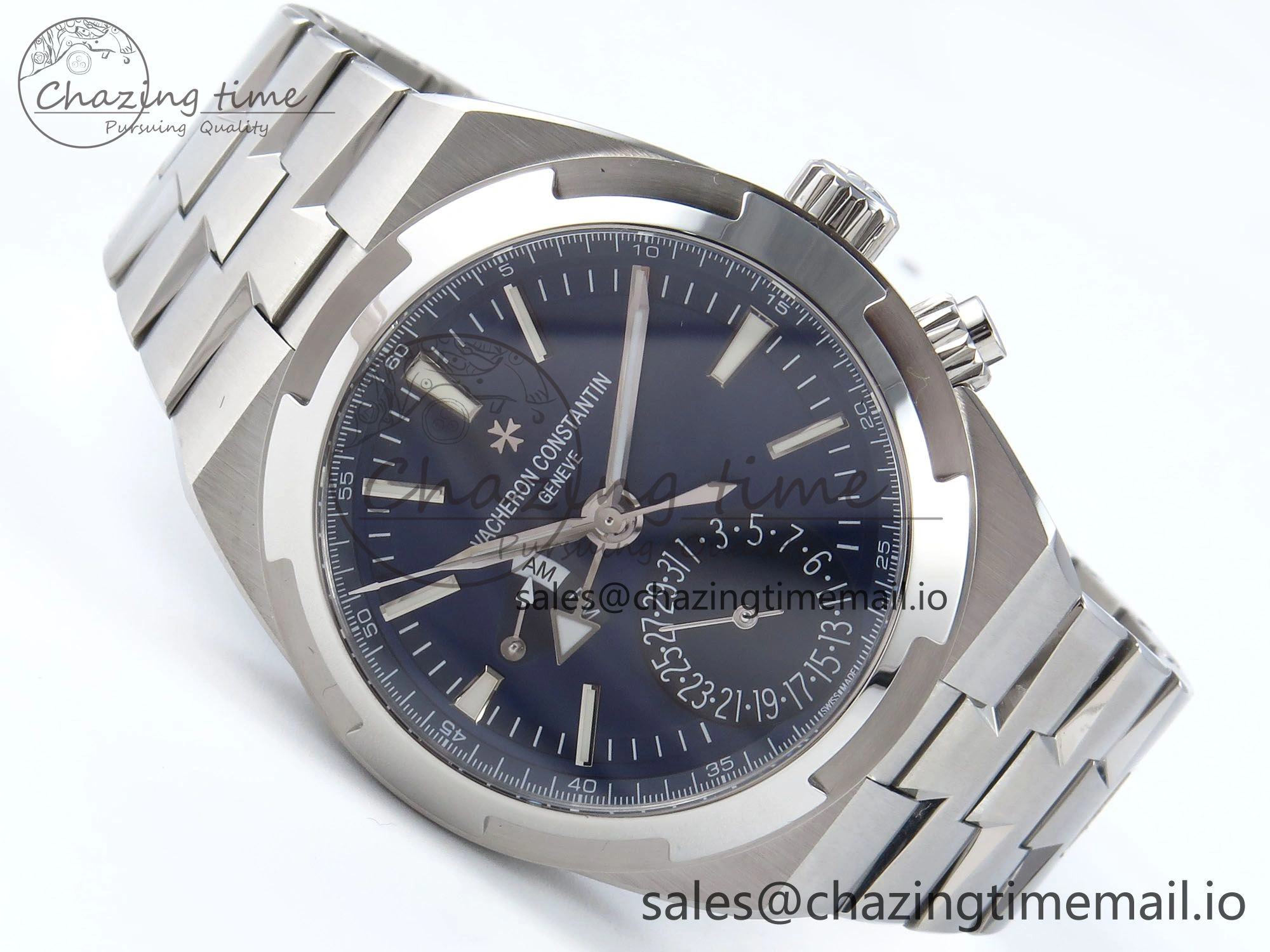 EyeCatching Overseas 7920V SS 8F Best Edition Blue Dial On SS Bracelet A 9832