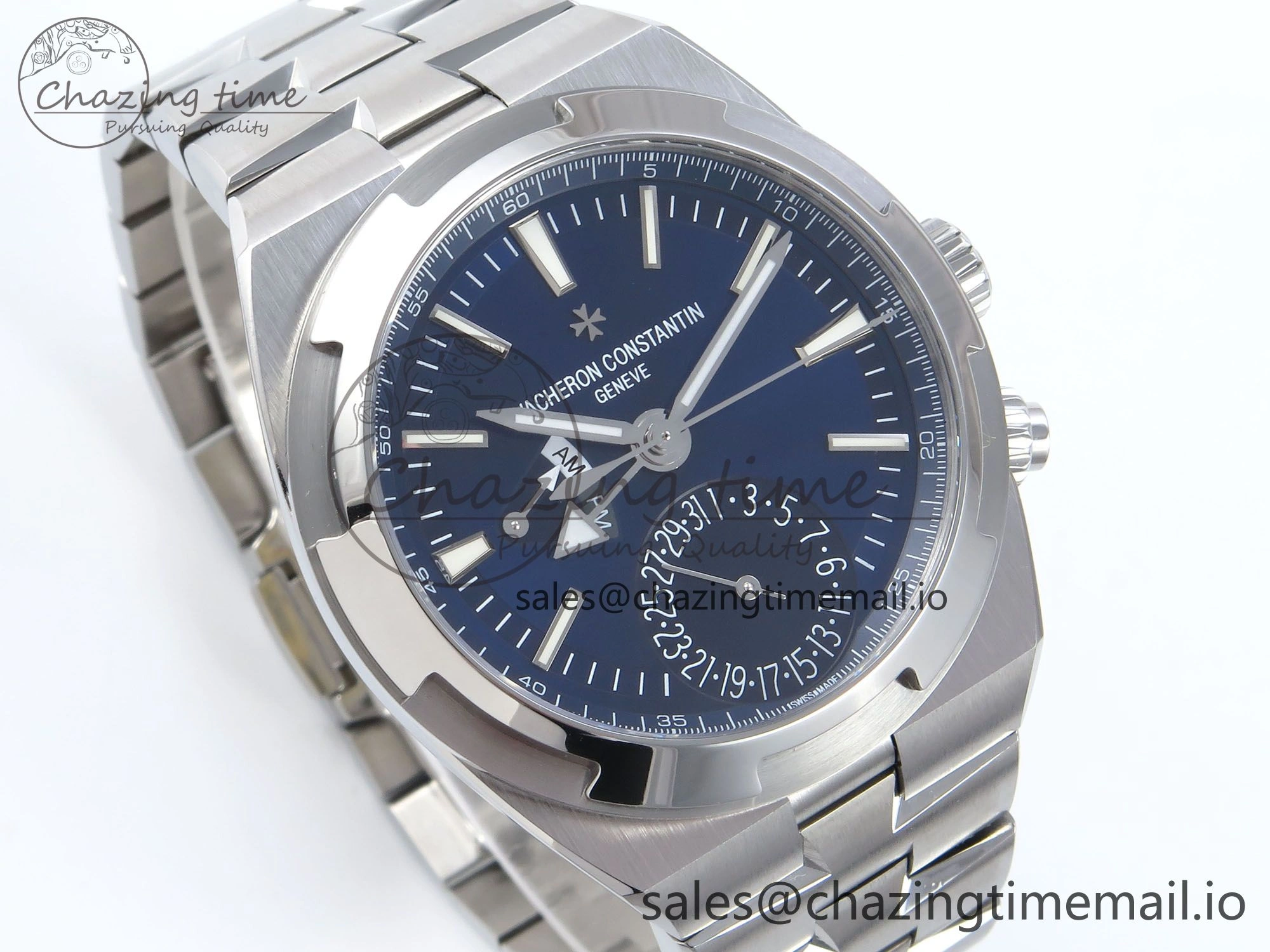 EyeCatching Overseas 7920V SS 8F Best Edition Blue Dial On SS Bracelet A 9832