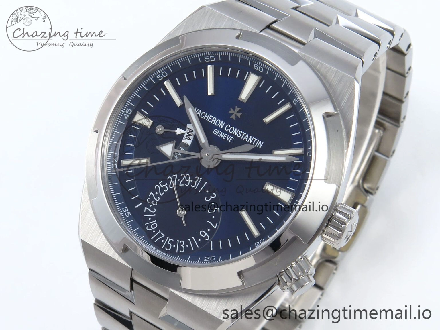 EyeCatching Overseas 7920V SS 8F Best Edition Blue Dial On SS Bracelet A 9832