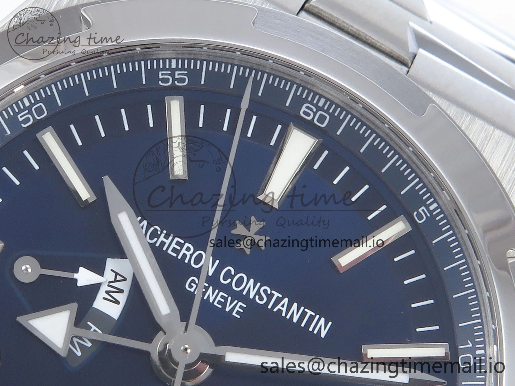 EyeCatching Overseas 7920V SS 8F Best Edition Blue Dial On SS Bracelet A 9832