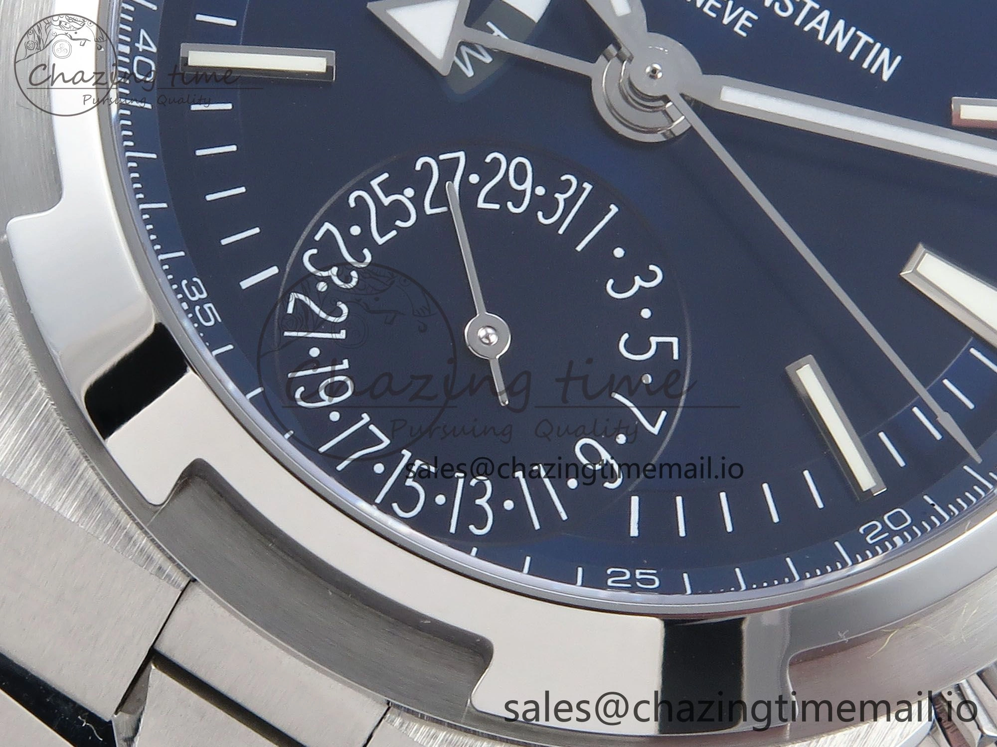 EyeCatching Overseas 7920V SS 8F Best Edition Blue Dial On SS Bracelet A 9832