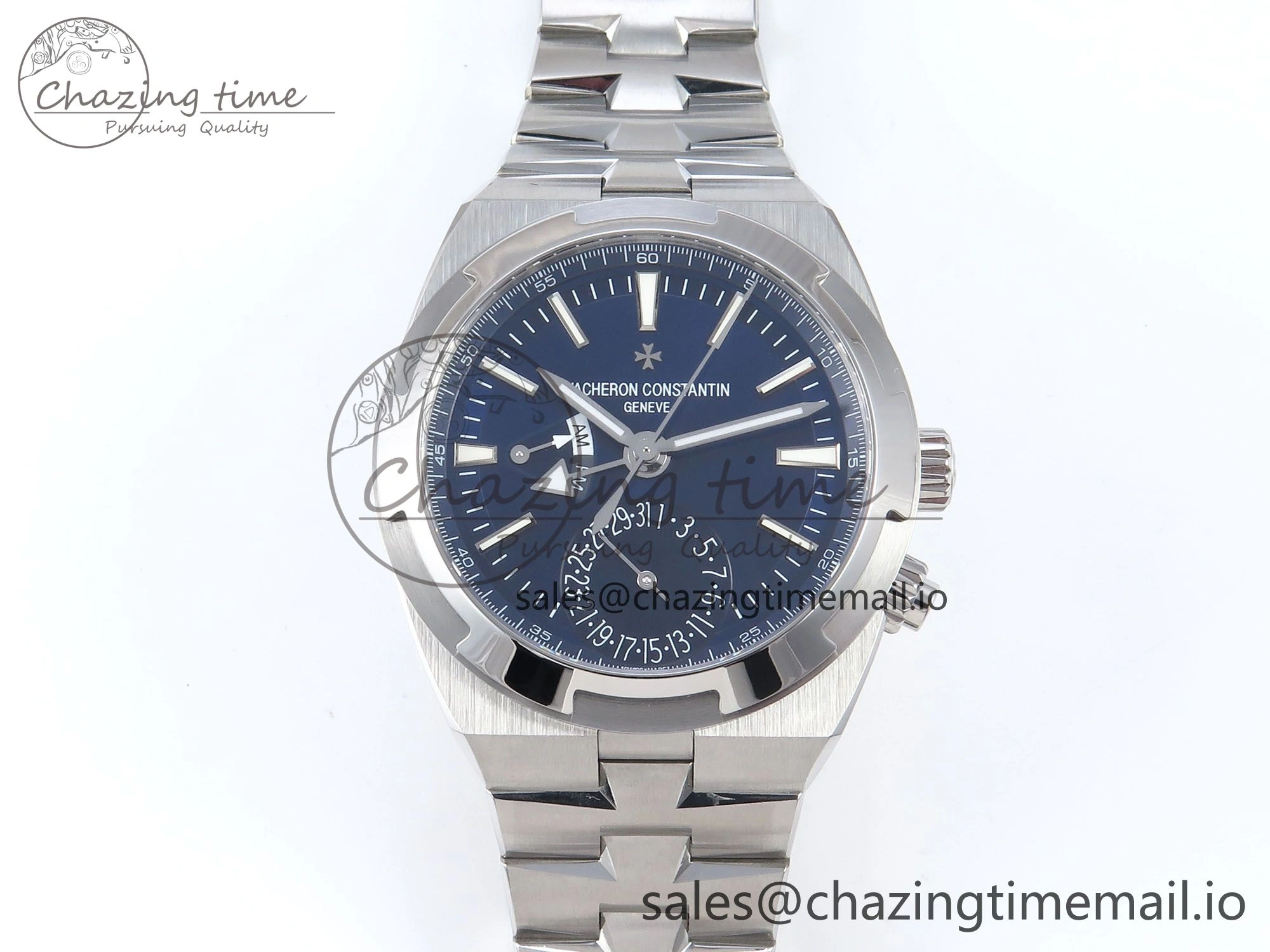EyeCatching Overseas 7920V SS 8F Best Edition Blue Dial On SS Bracelet A 9832
