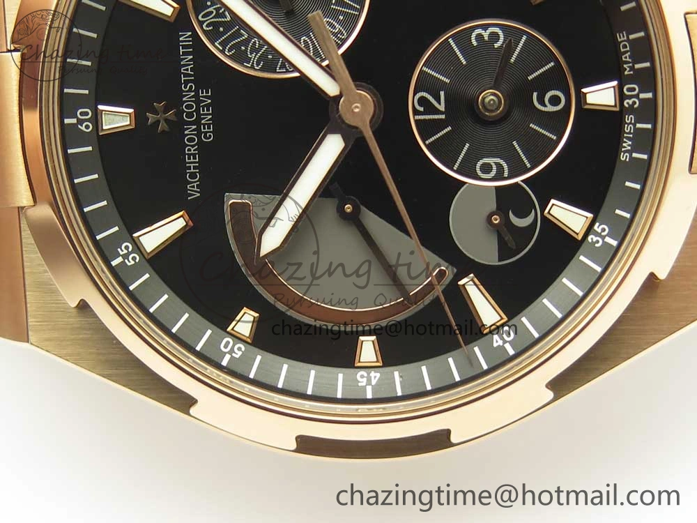 Compact Overseas Dual Time Power Reserve RG TWA Best Edition Black Dial on Black Rubber Strap A 9946