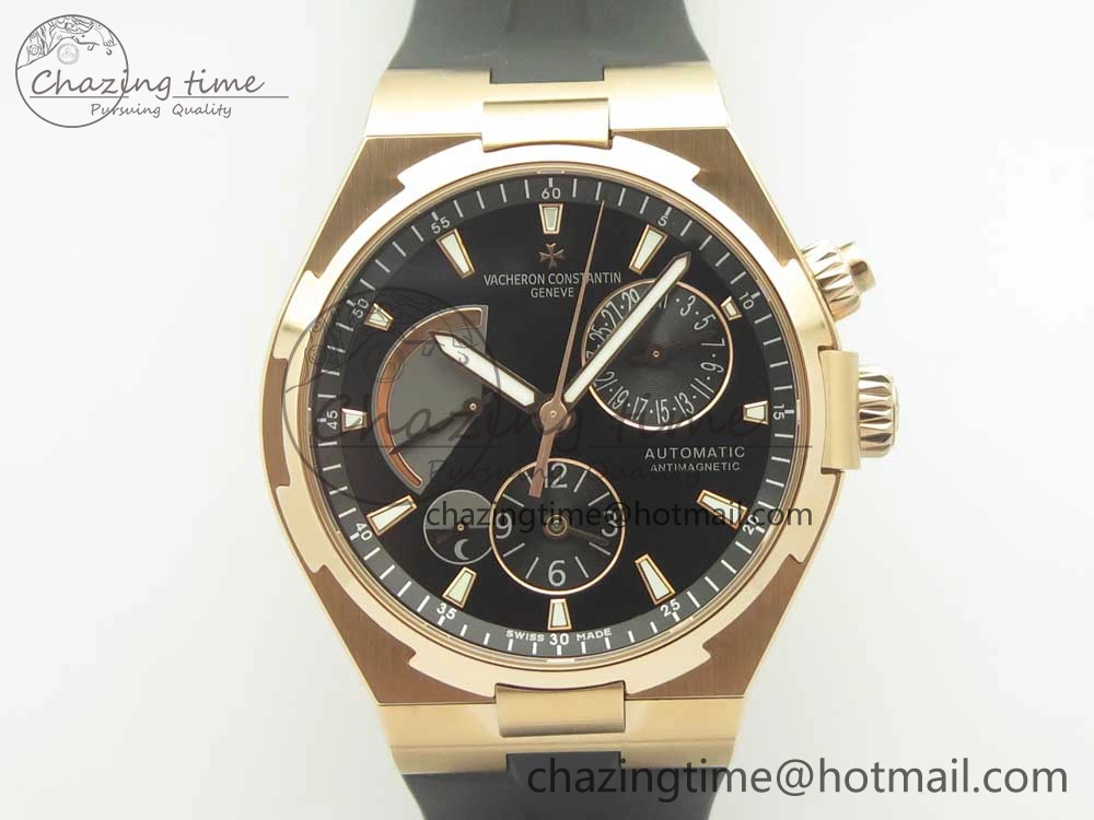 Compact Overseas Dual Time Power Reserve RG TWA Best Edition Black Dial on Black Rubber Strap A 9946