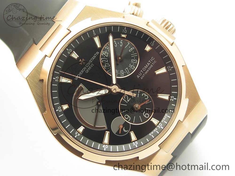 Compact Overseas Dual Time Power Reserve RG TWA Best Edition Black Dial on Black Rubber Strap A 9946