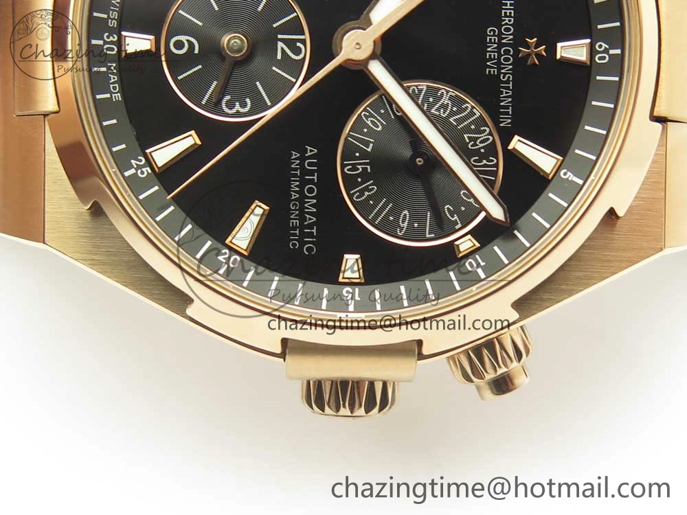 Compact Overseas Dual Time Power Reserve RG TWA Best Edition Black Dial on Black Rubber Strap A 9946