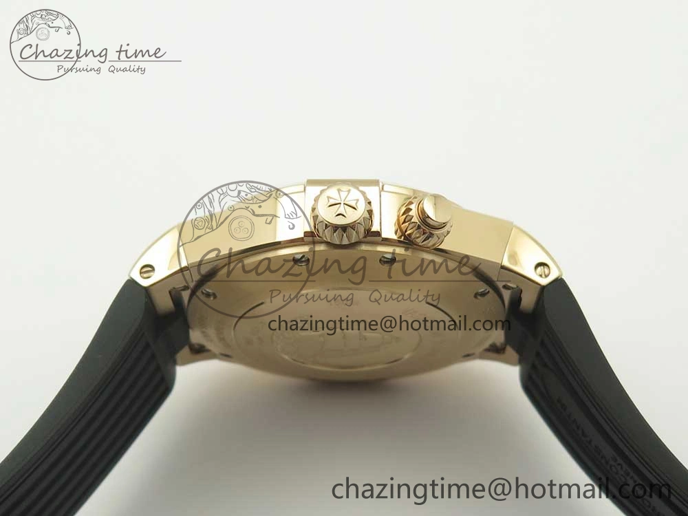 Compact Overseas Dual Time Power Reserve RG TWA Best Edition Black Dial on Black Rubber Strap A 9946