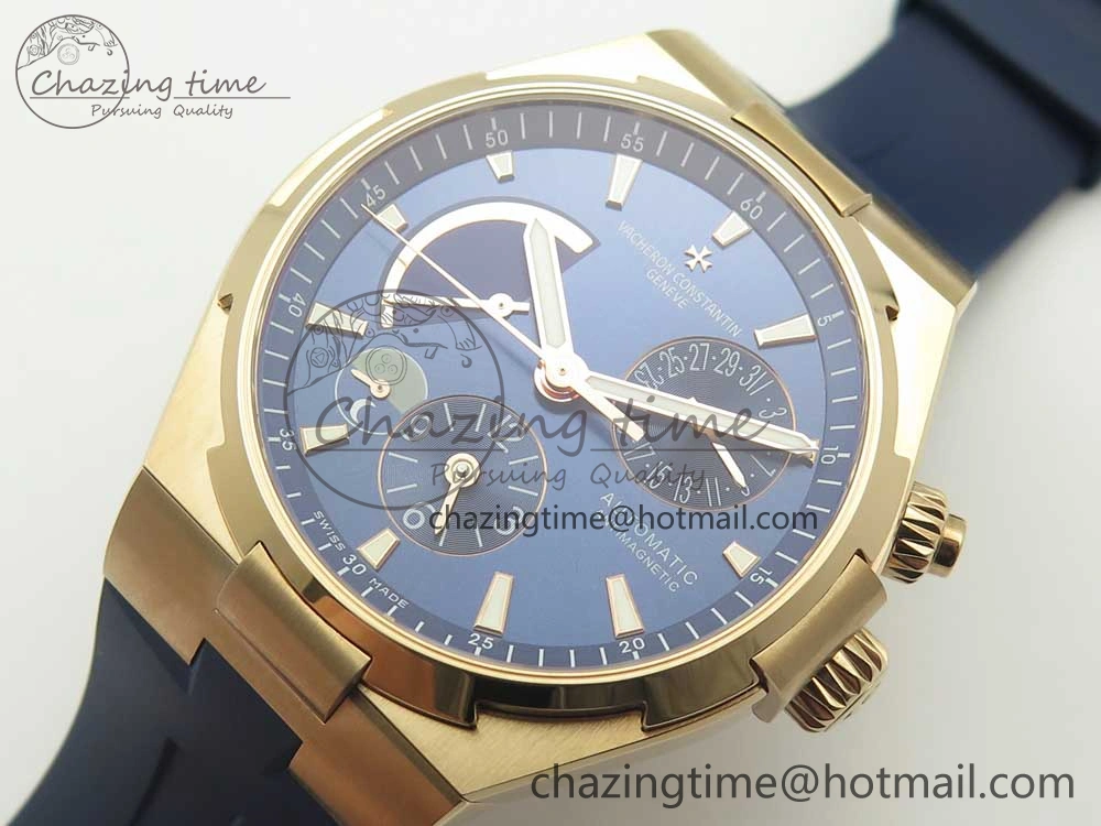 Overseas Dual Time Power Reserve RG TWA Best Edition Blue Dial on Blue Rubber Strap A Supportive 9944