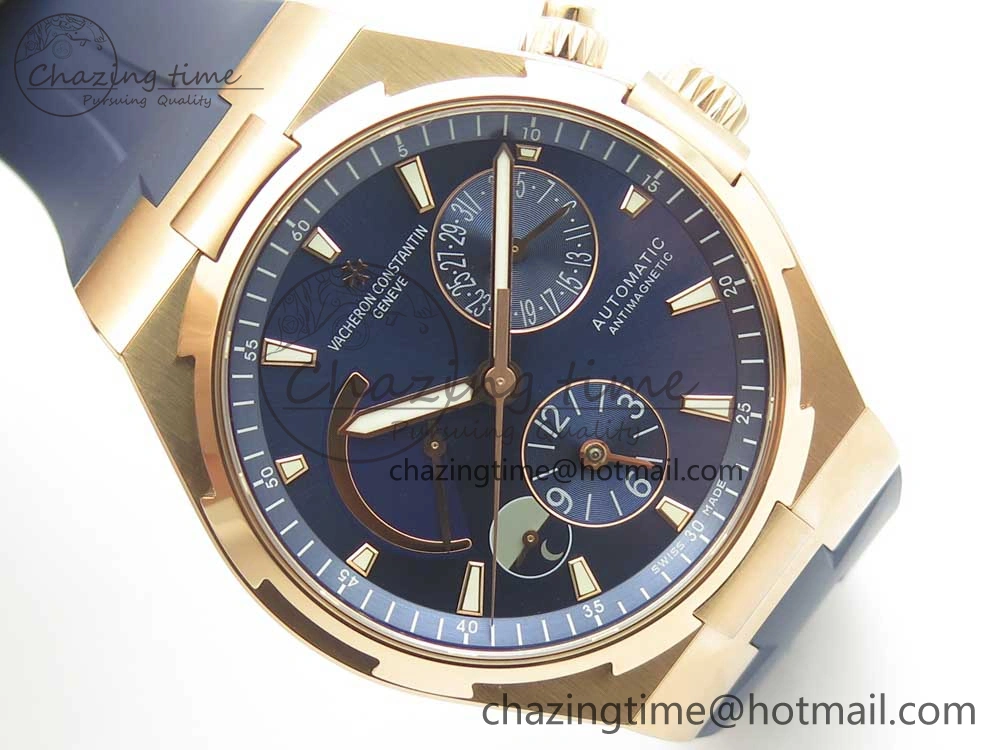 Overseas Dual Time Power Reserve RG TWA Best Edition Blue Dial on Blue Rubber Strap A Supportive 9944