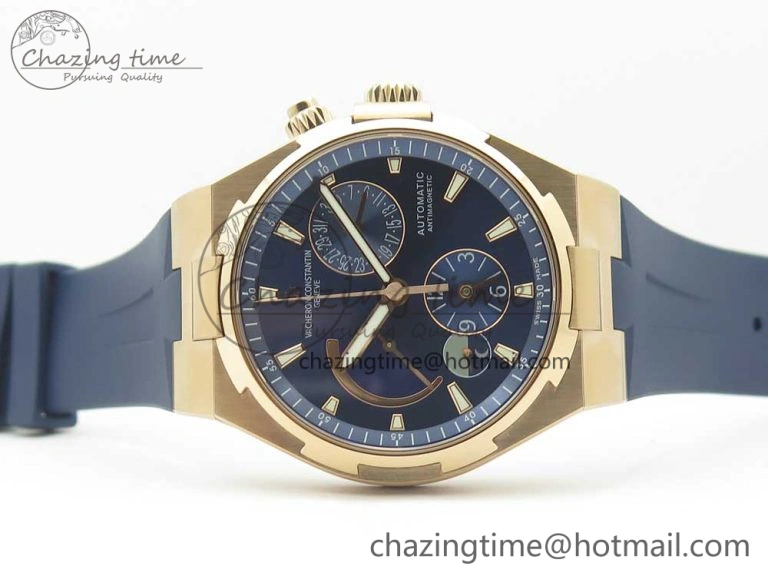 Overseas Dual Time Power Reserve RG TWA Best Edition Blue Dial on Blue Rubber Strap A Supportive 9944