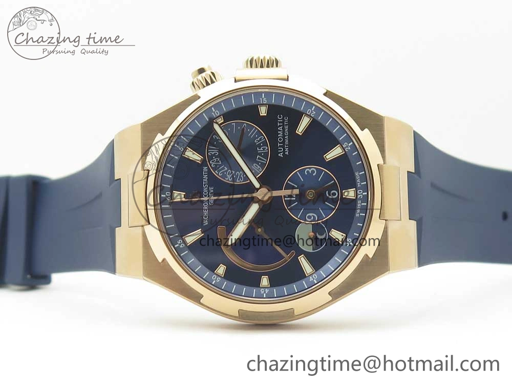 Overseas Dual Time Power Reserve RG TWA Best Edition Blue Dial on Blue Rubber Strap A Supportive 9944