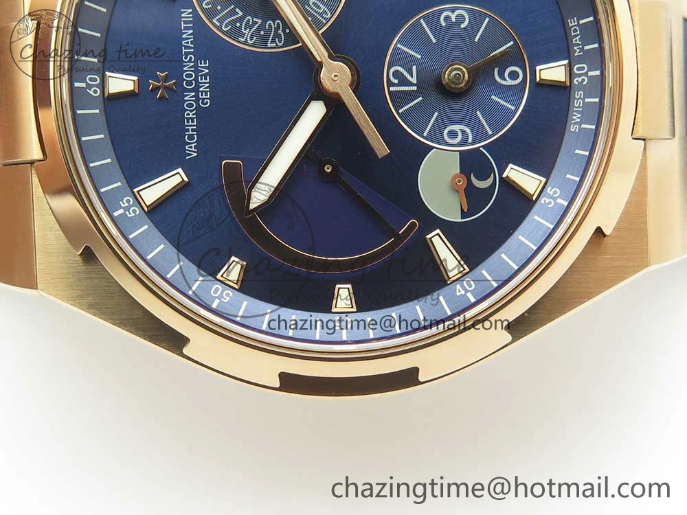 Overseas Dual Time Power Reserve RG TWA Best Edition Blue Dial on Blue Rubber Strap A Supportive 9944