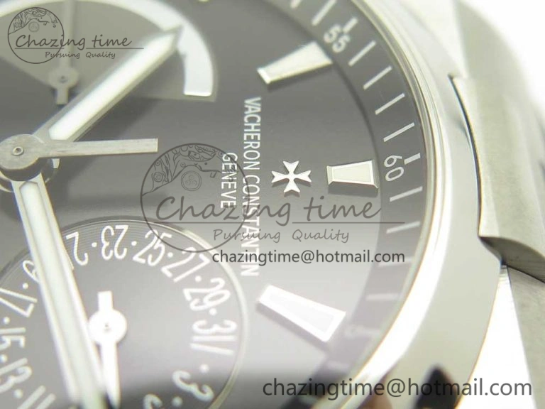 Durable Overseas Dual Time Power Reserve TWA Best Edition Black Dial on Black Rubber Strap A 9948