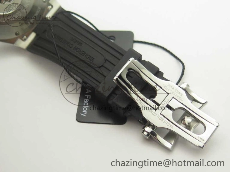 Durable Overseas Dual Time Power Reserve TWA Best Edition Black Dial on Black Rubber Strap A 9948