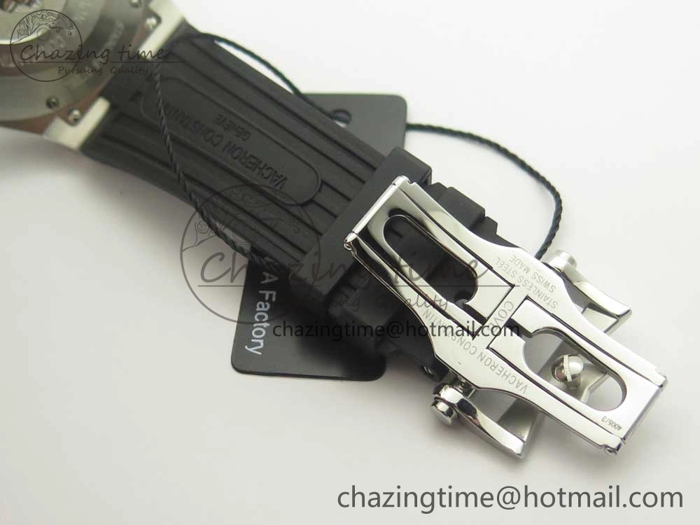 Durable Overseas Dual Time Power Reserve TWA Best Edition Black Dial on Black Rubber Strap A 9948