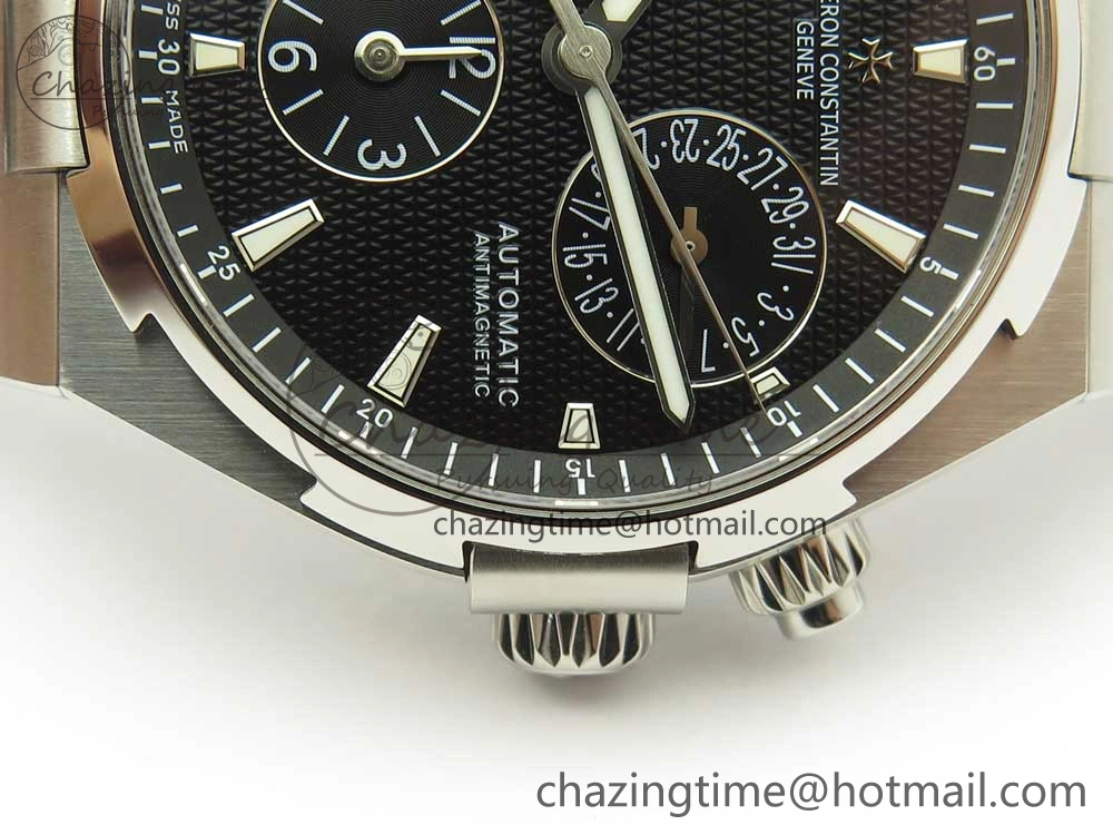 Lightweight Overseas Dual Time Power Reserve TWA Best Edition Black Dial on SS Bracelet A 9942