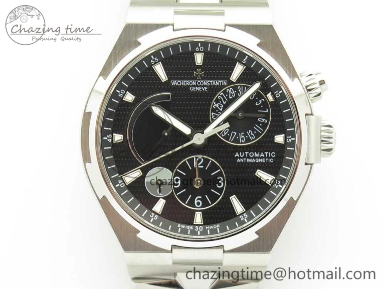 Lightweight Overseas Dual Time Power Reserve TWA Best Edition Black Dial on SS Bracelet A 9942