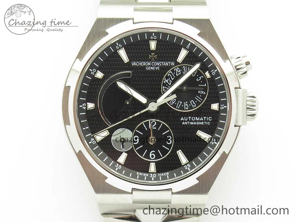 Lightweight Overseas Dual Time Power Reserve TWA Best Edition Black Dial on SS Bracelet A 9942