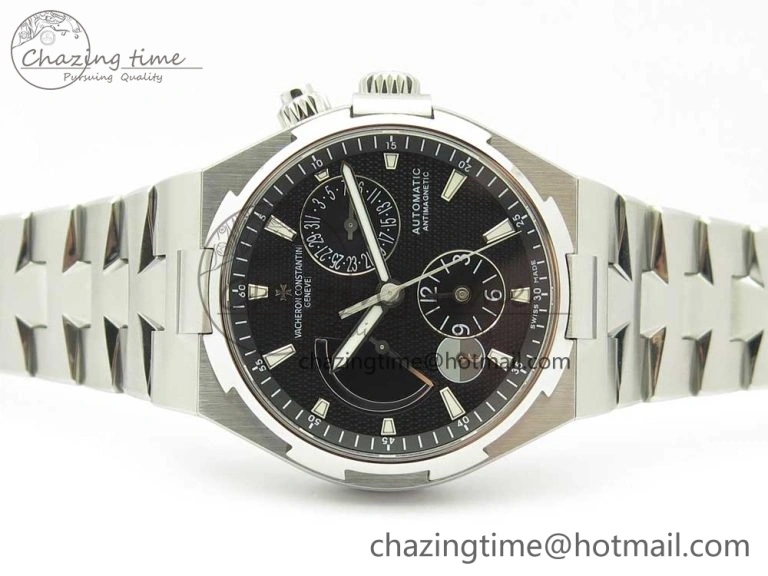 Lightweight Overseas Dual Time Power Reserve TWA Best Edition Black Dial on SS Bracelet A 9942