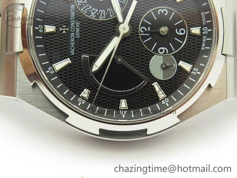 Lightweight Overseas Dual Time Power Reserve TWA Best Edition Black Dial on SS Bracelet A 9942