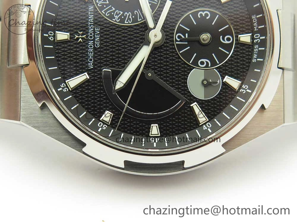 Lightweight Overseas Dual Time Power Reserve TWA Best Edition Black Dial on SS Bracelet A 9942